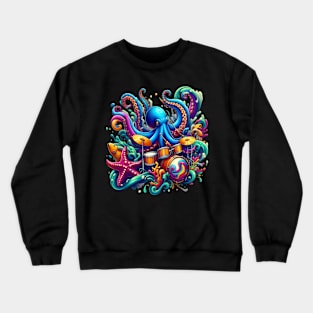 Melodic Octopus: Drumming in the Depths Crewneck Sweatshirt